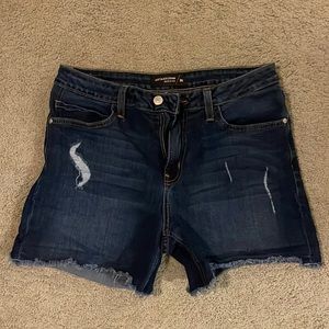 Just black denim shorts
